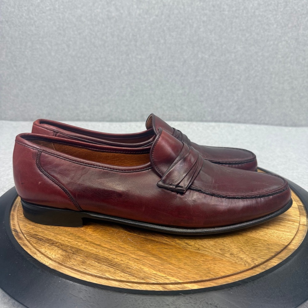 Allen Edmonds Bergamo Mens 14 D Burgundy Leather Penny Loafers 49070
